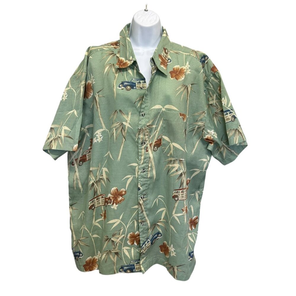 Penmans Aloha Woodie Station Wagon Bamboo Print Camp Shirt Size 2XL